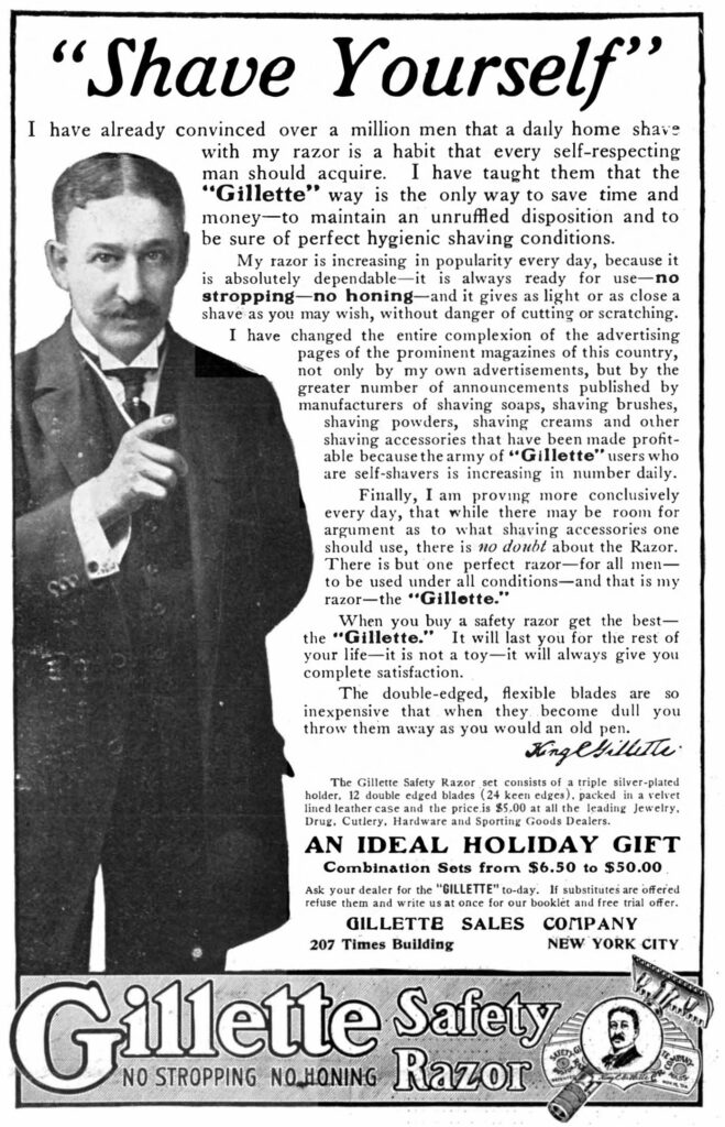 Publicidad de Gillette de 1907