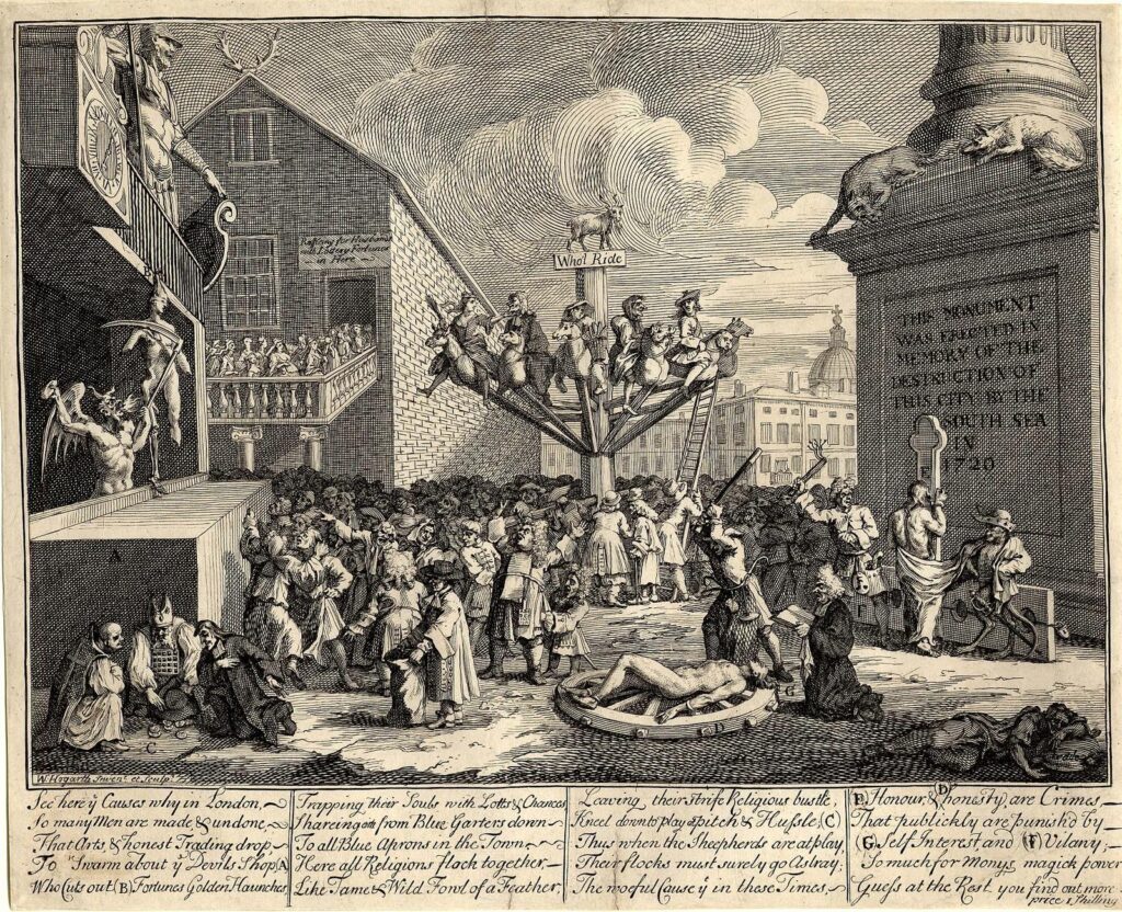 La Burbuja del Mar del Sur representada en una satira en 1721
